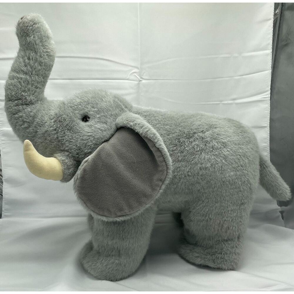 Gray Elephant with Tusks Fiesta‎ Plush Stuffed Animal 16" Standing